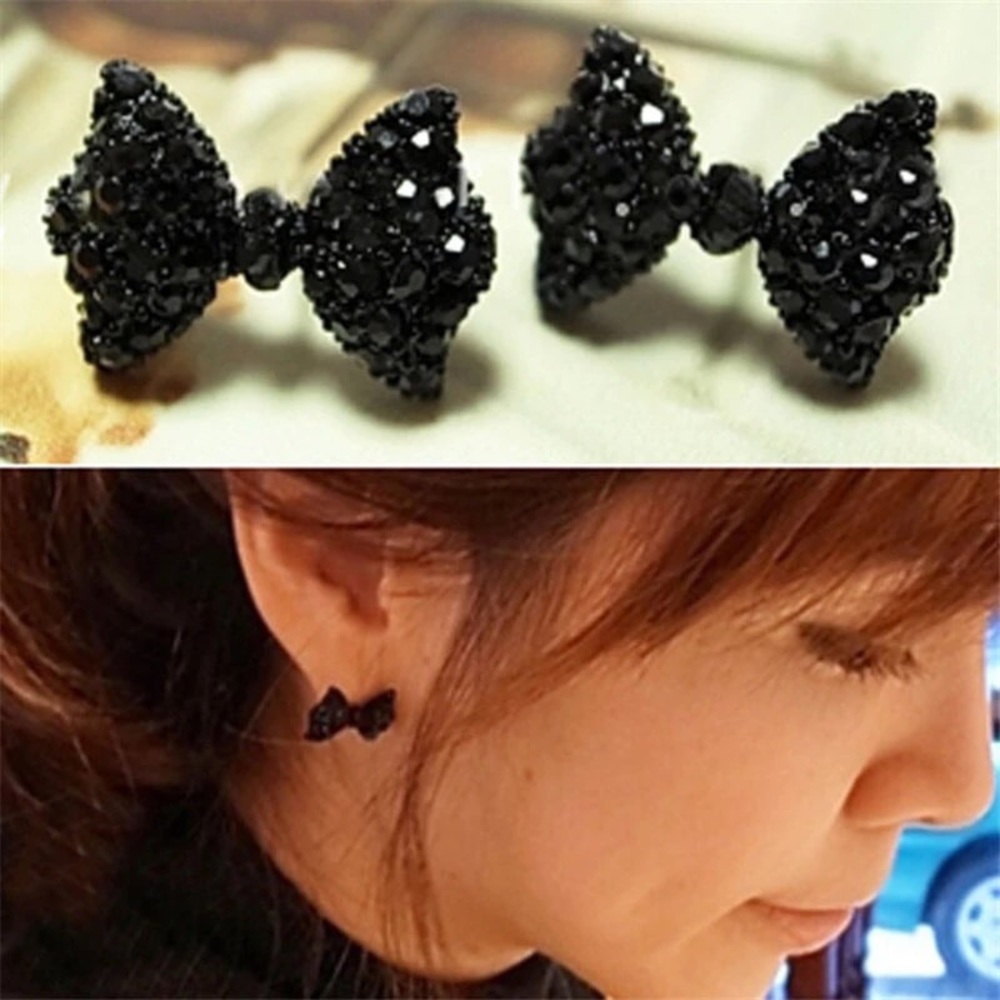 NWT Black Studded Sweet Bow Earrings